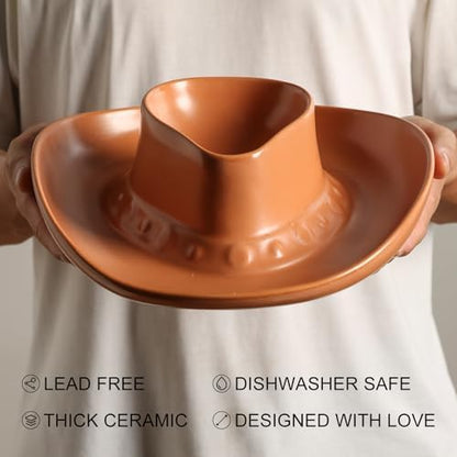 Chip and Dip Serving Set Bowl Cowboy Hat Chips and Salsa Serving Dish