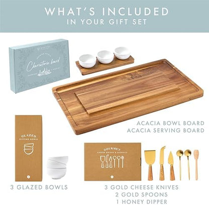 Charcuterie Board Set with Serving Accessories, Acacia Wood