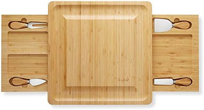 Casafield Bamboo Cheese Board Gift Set, Charcuterie Board Serving