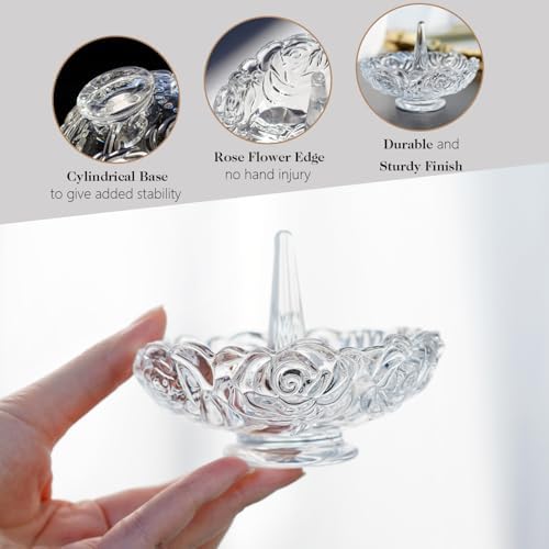H&D HYALINE & DORA Crystal Ring Holder Dish and 4”Clear Crystal Ring
