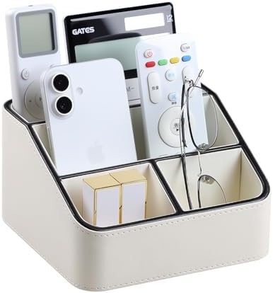 Remote Control Holder, Nightstand Organizer, Desk Caddy (Cream)