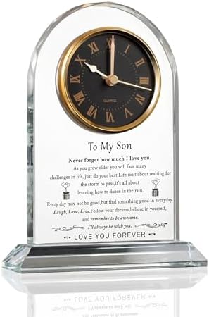 Gifts for Son from Mom Dad, Birthday Graduation Christmas Glass Clock