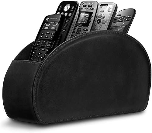 Leather Remote Control Holder with 5 Compartments TV Remote Caddy