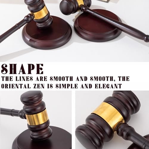 Gavel and Block Set 9.65x3.43" Natrual Wooden Gavel with 4.72" Round