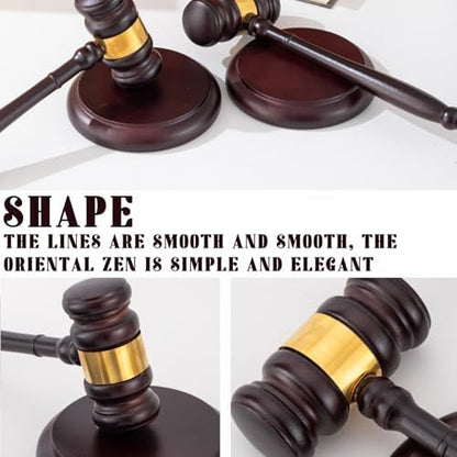 Gavel and Block Set 9.65x3.43" Natrual Wooden Gavel with 4.72" Round