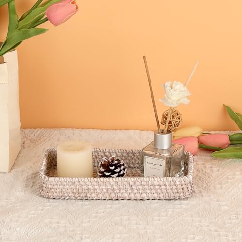 Hipiwe Rattan Key Bowl Holder Handwoven Wicker Baskets for Entryway