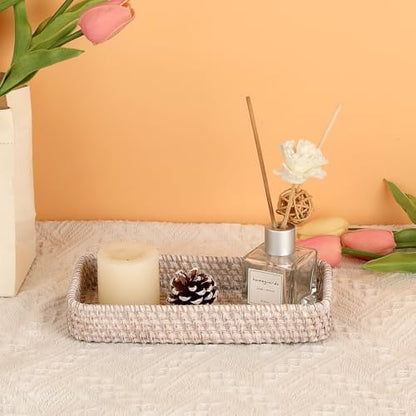 Hipiwe Rattan Key Bowl Holder Handwoven Wicker Baskets for Entryway