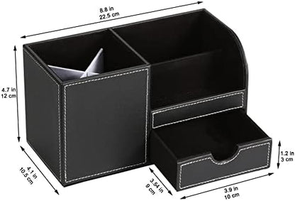 KINGFOM Desk Organizer Office Supplies Caddy Pu Leather Multi-function