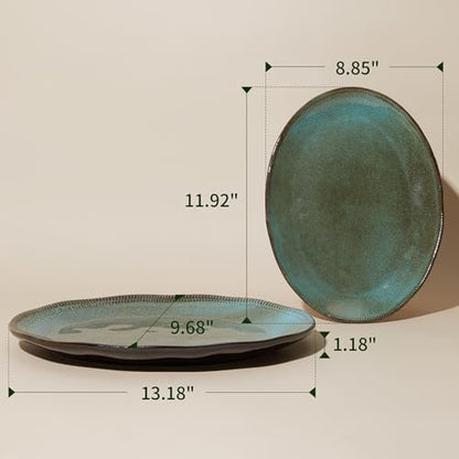 Pokini Stoneware Serving Platters, Oval 13.18/11.92 inch Serving