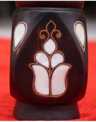 SODEF Handmade Wooden Pen Holder Walnut Wood with Mother of Pearl