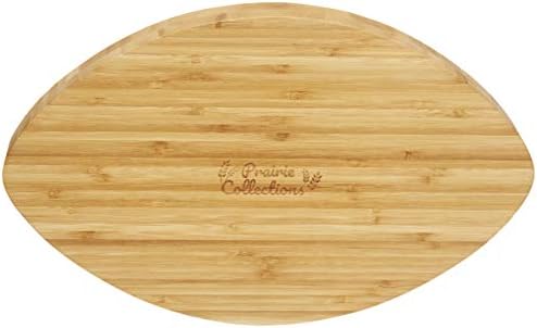 Football Shaped Bamboo Serving Tray (10" x 16" x 2.5”) Includes 2 Dip