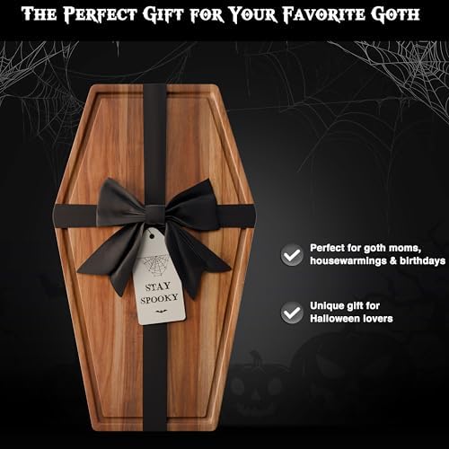 Large Coffin Cutting Board 17x10.5In Gothic Charcuterie Board. Spooky