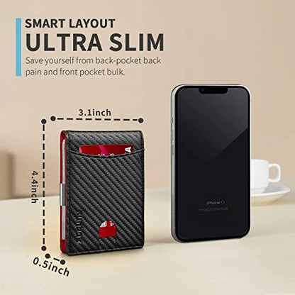 RUNBOX Slim Money Clip Wallet for Men, RFID Blocking Bifold, Front