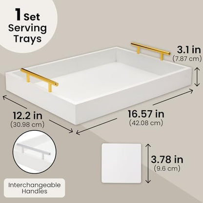 Juvale Ottoman Tray with Coasters & Interchangeable Gold & Silver