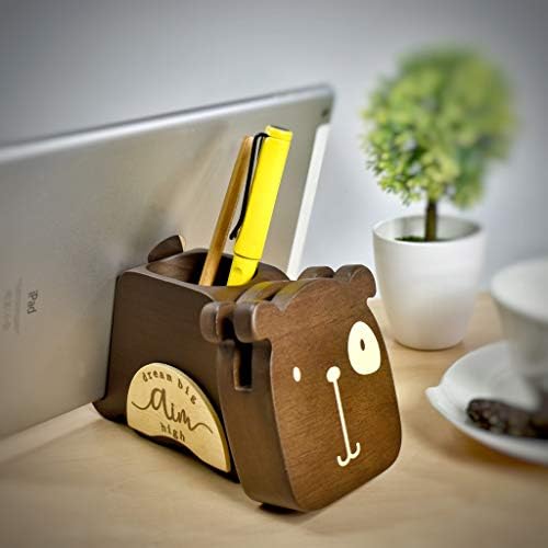 I'm Wood Multipurpose Eyeglass Phone Pen & Pencil Holder Stand