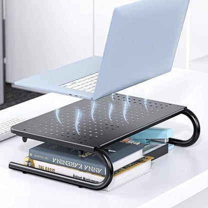 HUANUO Monitor Riser for Desk, Laptop Stand with Vented Steel Shelf