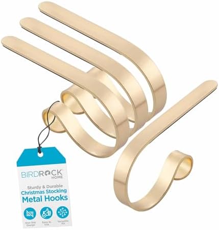 BIRDROCK HOME Christmas Stocking Mantel Hooks - Metal Fireplace Hanger