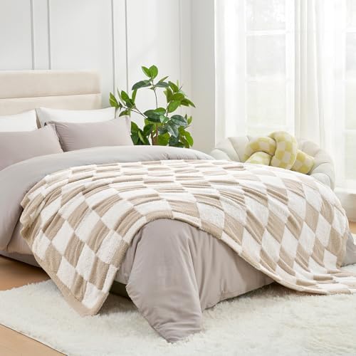 Snuggle Sac Fall Checkered Throw Blanket Faux Fur Microfiber Blankets