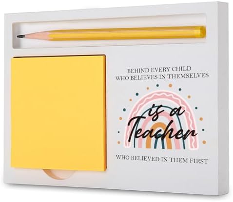 Teacher Appreciation Gift, Rainbow Wooden Sticky Note Holder for Desk.