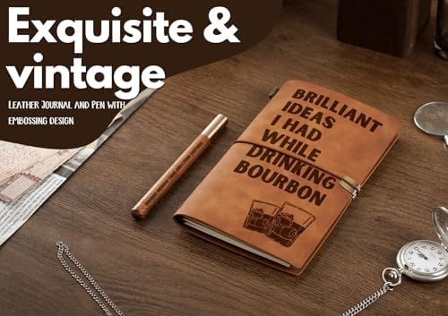 InnoBeta Bourbon gifts Leather Journal Notebook with Pen, for Whiskey