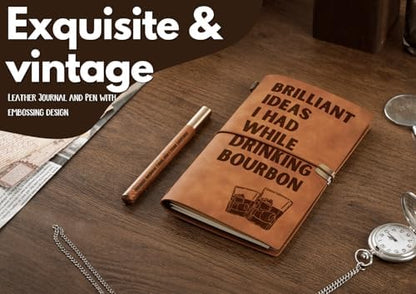 InnoBeta Bourbon gifts Leather Journal Notebook with Pen, for Whiskey