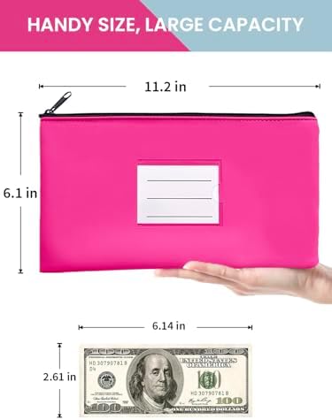 2-Pack Bank Deposit Money Bags with Zipper, 11 x 6 Inches, PU Leather