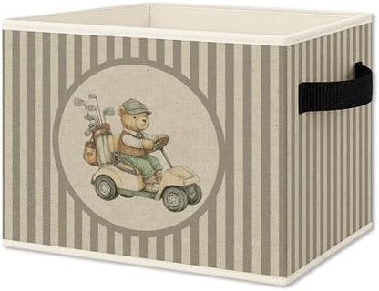 Vintage Bear Golf Nursery Foldable Storage Bins Box with Handles