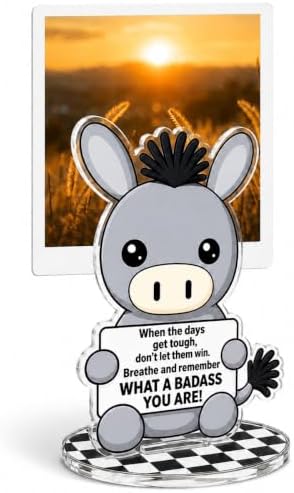 Positive Donkey Office Desk Decor, Cute Photo Holder Motivational