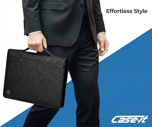 Case-it Zipper Padfolio | Letter Size | 3-Ring Binder | PAD-40 Black