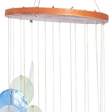 Deco 79 Capiz Shell Spiral Waterfall Windchime, 6" x 6" x 31", Tan