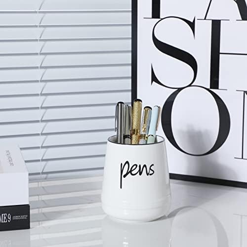 LEETOYI Ceramic Farmhouse Pen Holder for Desk, Pencil Organizer 16oz