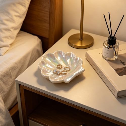 Shell Trinket Dish, Ceramic Ring Holder/Jewelry Tray, Cute Organizer