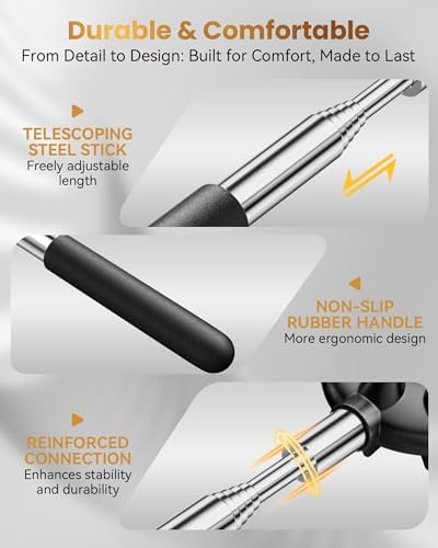 Telescopic Back Scratcher with 5 Detachable Heads, Gifts for Men