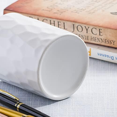 Ceramic Aesthetic Pen Holder for Desk Cute White Pencil Holder Cup Pot
