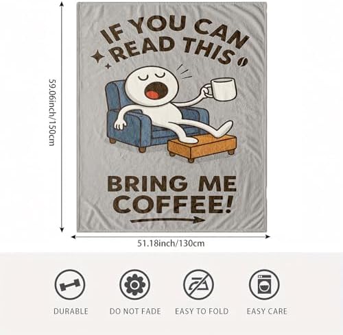 Funny Coffee Quote Throw Blanket Gift, Cozy Humor Couch & Office Decor