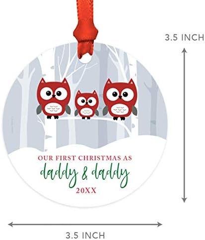 Andaz Press Custom Year Gay Couple Family Metal Christmas Ornament