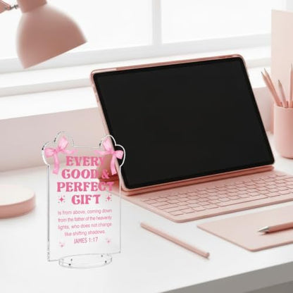 Pink Bow Gifts Christian Desk Accessories Bible Verse Acrylic Sign