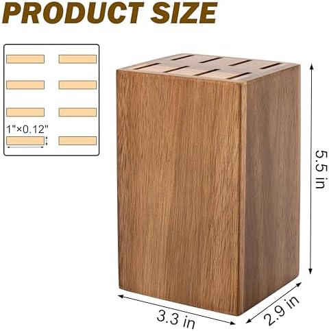 8 Slots Steak Knife Block Holder, 5.5" Wooden Small Knife Block