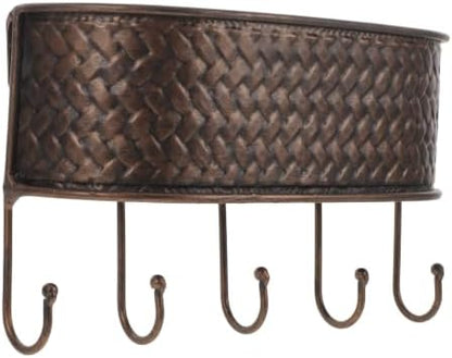 Totority Wall Mounted Key and Mail Organizer Basket with Hooks, Iron