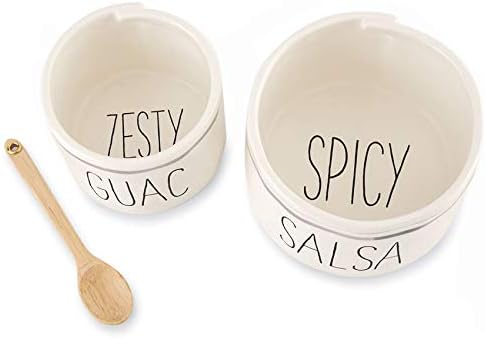 Mud Pie Salsa & Guac Bowl Set, white, "salsa 3"" x 4 1/2"" dia | guac