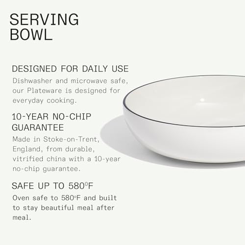 Made In Cookware - Serving Bowl - White With Navy Rim - Porcelain