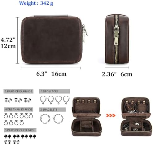 CONTACTS Full Grain Leather Jewelry Box for Men Travel Jewelry