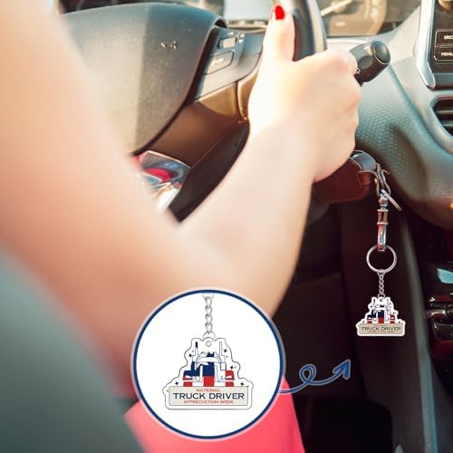Equsion 24 Sets Truck Driver Appreciation Keychains with Cards and