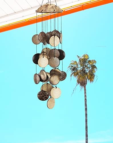 Coconut Shell Wind Chimes Outdoor, Handmade Wooden Wind Chimes Bamboo
