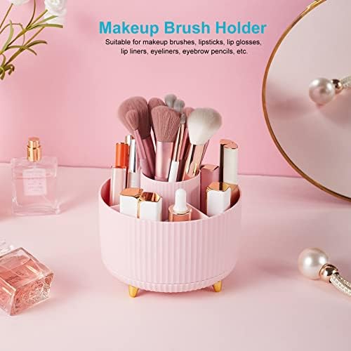 360 Degree Rotating Desk Pen/Pencil Holder, 5-Slot Organizer, Cute