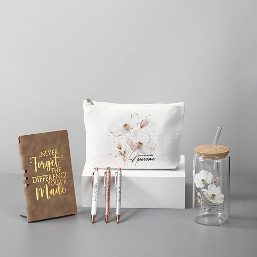 Funnymoom 6 Pcs Appreciation Gifts Set Women Glass Tumbler, Floral
