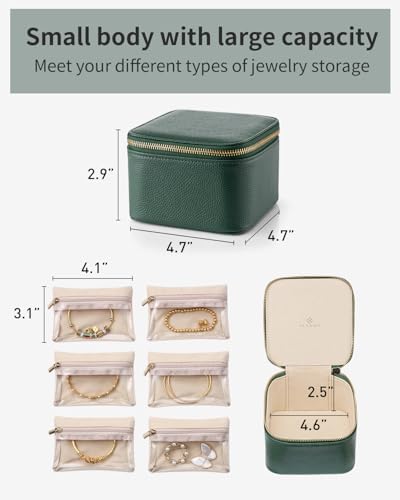 VLANDO Travel Jewelry Organizer with 6 Clear Velvet Zipper