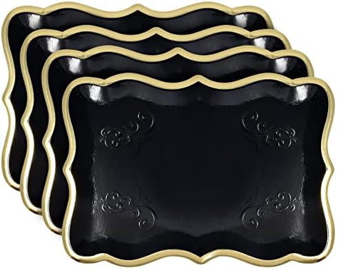 Black & Gold Rectangle Dessert Trays, 10 Pack, 9" x 13"