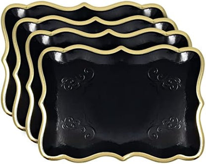 Black & Gold Rectangle Dessert Trays, 10 Pack, 9" x 13"