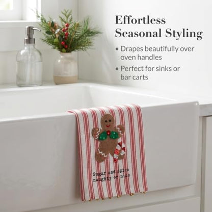 Mud Pie Gingerbread Felt Sequin Towel, Decorative Kitchen Towel